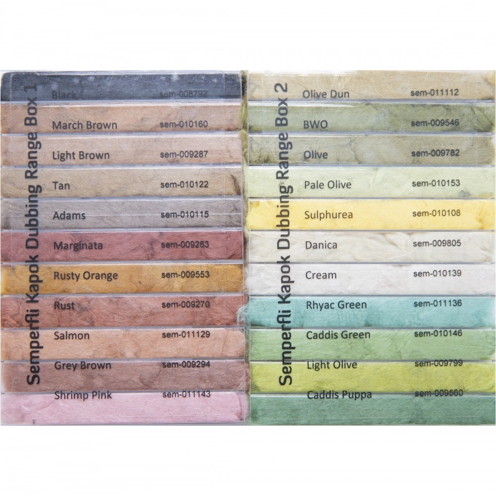 Semperfli Kapok Dubbing Full Selection Disp. 3 Semperfli Kapok Dubbing Full Selection Disp.